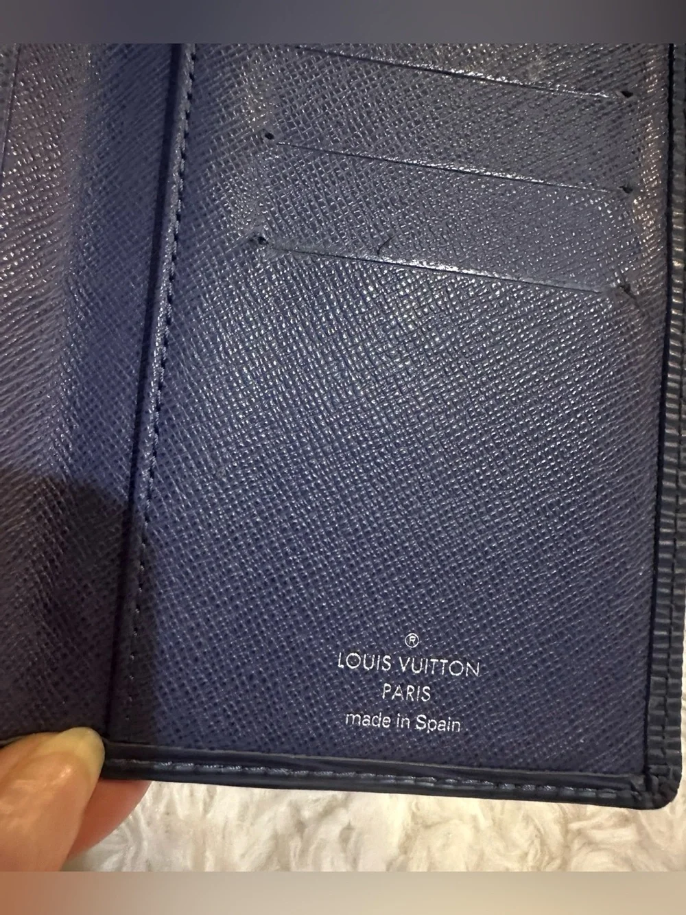 Louis Vuitton Blue Epi Leather Long Wallet with Embossed LV